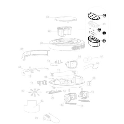 Imagem de Kit Recipiente Reservatório com Tampa Compatível com Robô Aspirador WAP W90 Pérola