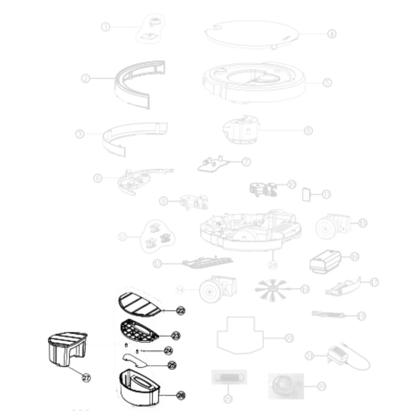 Imagem de Kit Recipiente Tampa Compatível com Robô Aspirador WAP W90 95 96 100C FW007700 FW0077699 FW007703