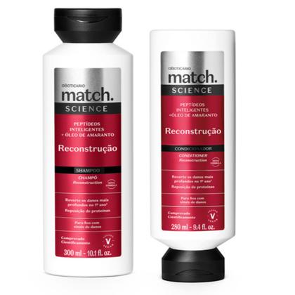 Imagem de Kit Reconstrução Match Science, Shampoo e Condicionador 300ml, O Boticário
