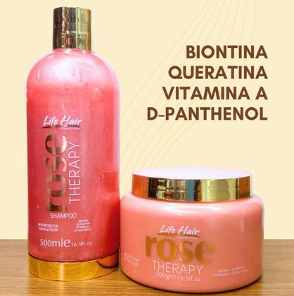 Imagem de Kit Reconstrutor e Fortalecedor Rose Therapy Life Hair 500ml