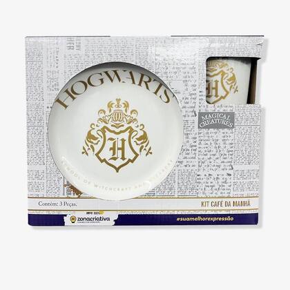 Imagem de Kit Refeição 3 Peças Breakfast Harry Potter Hogwarts Gold