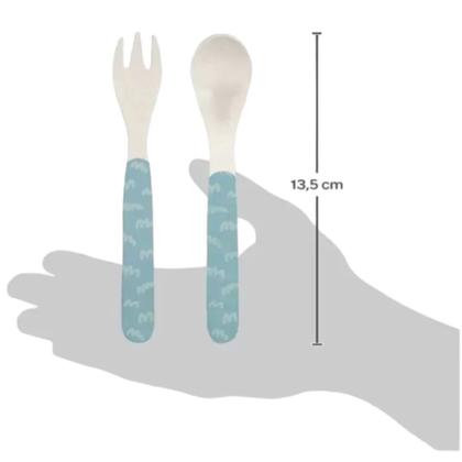 Imagem de Kit Refeiçao Bebe Infantil Buba Kit Talheres prato Infantil Bambu