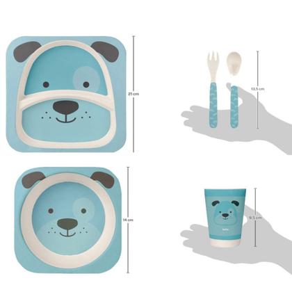 Imagem de Kit Refeiçao Bebe Infantil Buba Kit Talheres prato Infantil Bambu