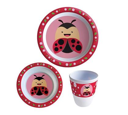 Imagem de Kit Refeição com 3 Peças Prato Raso + Tigela + Copo - Joaninha