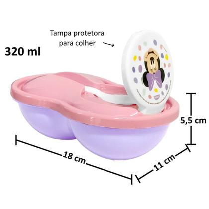 Imagem de Kit Refeição da Minnie Tigela que Gruda Copo com Alça e Pratinho Bowl com Colher