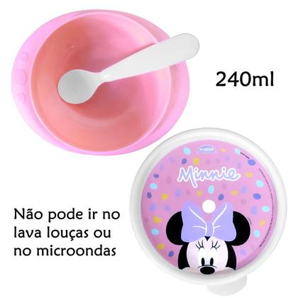Imagem de Kit Refeição da Minnie Tigela que Gruda Copo com Alça e Pratinho Bowl com Colher
