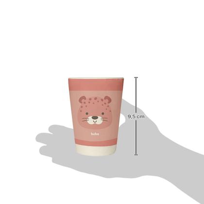 Imagem de Kit Refeição Em Bambu Onça Rosa Infantil 05 peças 16227 - Buba