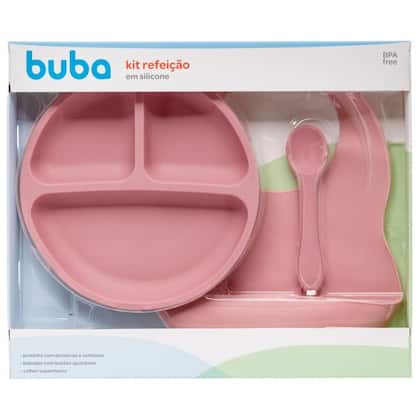 Imagem de Kit Refeição Em Silicone Rosa 19569 - Buba