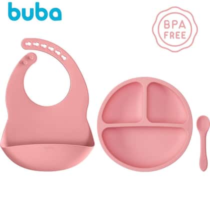 Imagem de Kit Refeição Em Silicone Rosa 19569 - Buba