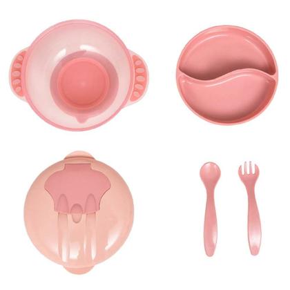 Imagem de Kit Refeição Infantil - Bowl e Talheres - 500ml - Rosa - Buba