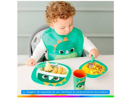 Imagem de Kit Refeição Infantil Buba Zoo Dino 3 Peças Verde