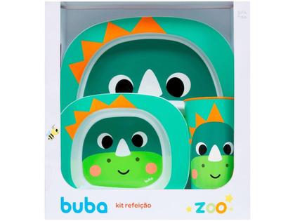 Imagem de Kit Refeição Infantil Buba Zoo Dino 3 Peças Verde