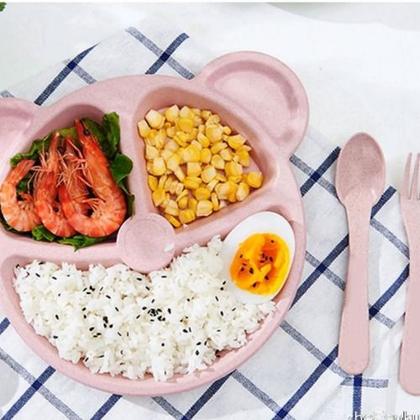 Imagem de Kit Refeição Infantil Papinha Bebê Prato Colher E Garfo Rosa