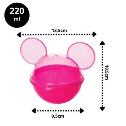 Imagem de Kit Refeição Minnie Garrafinha Retrô 500ml e Potes Minnie Rosa - Plasútil
