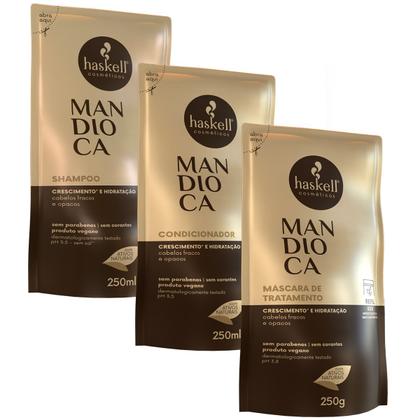 Imagem de Kit Refil Haskell Mandioca Sh Cond Mascara 250ml/g