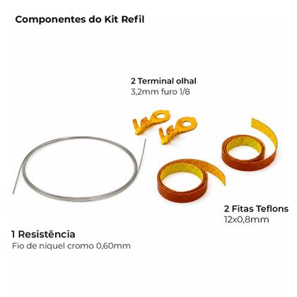 Imagem de Kit Refil Sela e Corta de 60cm Teflon Fio Niquel para Seladoras Manual e Pedal STN