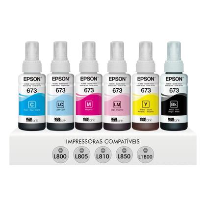 Imagem de Kit Refil Tinta Epson T673 6 Cores L800 L805 L810 L850 L1800