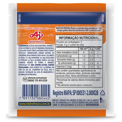 Imagem de Kit Refresco em Pó MID Sabor Tangerina Com 15 Unidades de 20g