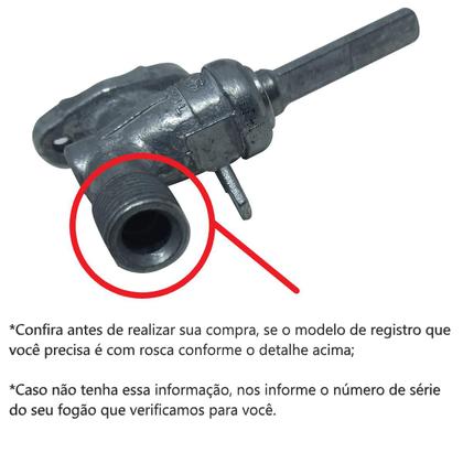 Imagem de Kit Registro Válvula Ramal Com Rosca + Borracha Anel De Vedação Fogão Cooktop Fischer 5 Bocas 1642