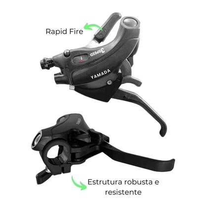 Imagem de Kit Relação 21 Marchas Bicicleta Completo Trocadores Rapid Fire Catraca Câmbio Dianteiro e Traseiro Corrente Manoplas