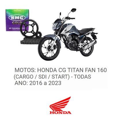 Imagem de Kit Relação Cg Titan Fan 160 2016 2007 2008 2009 2010 2011 2012 2013 2014 a 2026 C Retentor Original Kmc