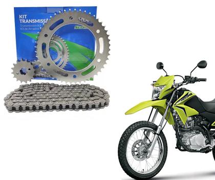 Imagem de Kit Relação Cobreq Nxr 125 150 Bros Ano 2005 Até 2015 Tração Corrente Coroa Pinhão Aço 1045 Reforçada H