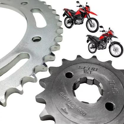 Imagem de Kit Relação Com Retentor Bros 160 150 Xre 190 Aço 1045 Scud