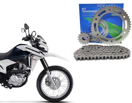 Imagem de Kit Relação Nxr 160 Xre 190 Cobreq Coroa Pinhão Aço 1045 Reforçada H
