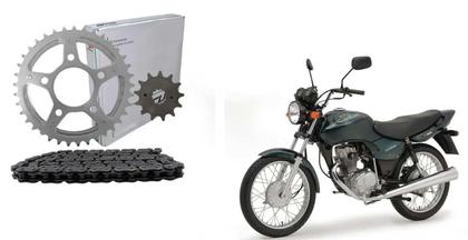 Imagem de Kit Relação Tração Corrente Coroa Pinhão Scud Cg Titan Fan 125 Ano 2000 Até 2008 Aço 1045 Reforçada H