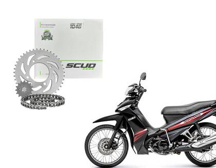 Imagem de Kit Relação Tração Corrente Coroa Pinhão Scud Crypton 115 Ano 2010 Até 2012 Aço 1045 Reforçada H