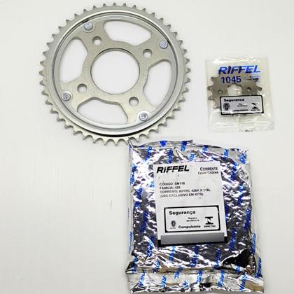 Imagem de Kit Relação Tranção Transmissão Cg Titan Fan 160 2016 2017 2018 2019 2020 2021 2022 2023 2024 2025 Original Riffel