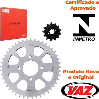 Imagem de Kit Relação Transmissão Dafra Apache 200 Rtr 2017 Em Diante Com Retentor Vaz+Maxx Premium