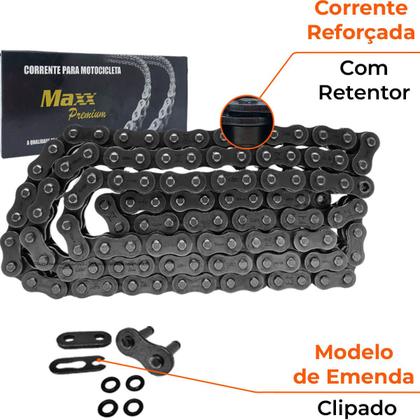 Imagem de Kit Relação Transmissão Dafra Apache 200 Rtr 2017 Em Diante Com Retentor Vaz+Maxx Premium