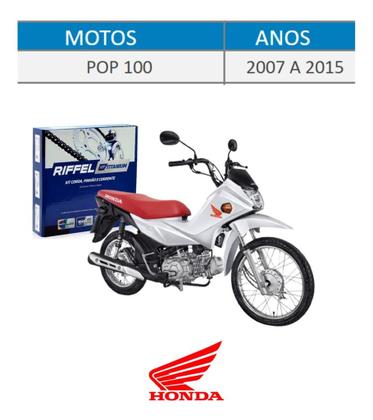 Imagem de Kit Relação Transmissão Tração Pop 100 2007 2008 2009 2010 2011 2012 2013 2014 2015 Original Riffel