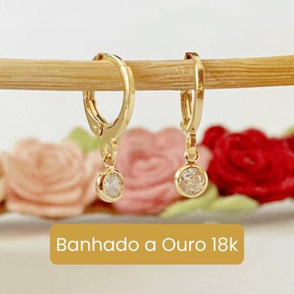 Imagem de Kit Relicário com fotos coração colar e brinco argola ouro 18k Banhado