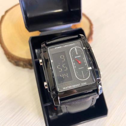Imagem de Kit Relógio Analógico Masculino Skmei Digital E Bracelete 