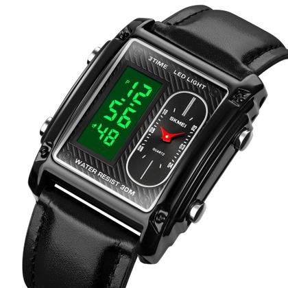 Imagem de Kit Relógio Analógico Masculino Skmei Digital E Bracelete 