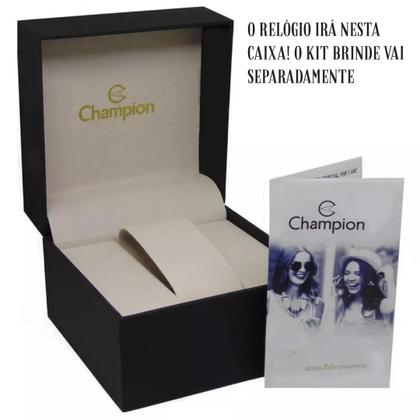 Imagem de Kit Relógio Champion Feminino Dourado Original à Prova D'Água com NF Garantia 1 Ano e Pulseira 590G