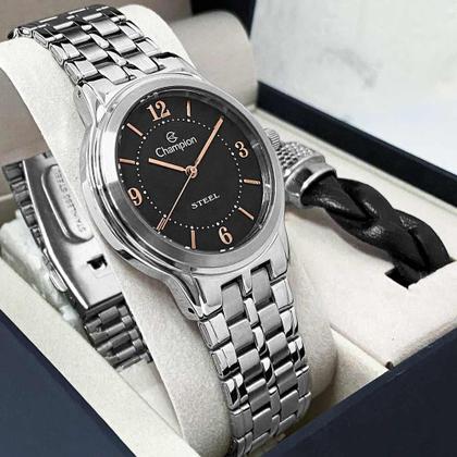 Imagem de Kit Relógio Champion Feminino Steel com Pulseira CA21704X