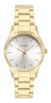 Imagem de Kit Relógio Condor Feminino Redondo Resistente Água Analógico Casual Dourado COPC21AEAD/K4B
