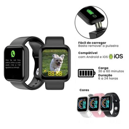 Imagem de Kit Relógio Digital Inteligente D20 Android iOS Com Fone Mario Criança Bluetooth