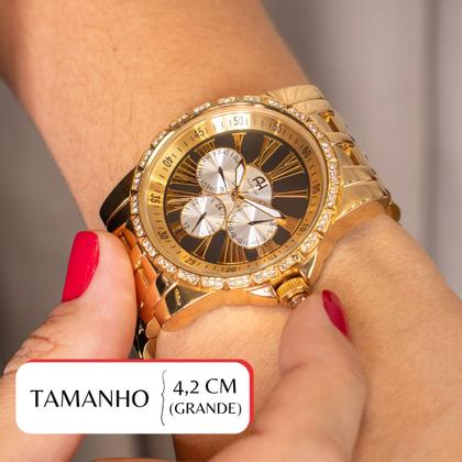 Imagem de Kit Relógio Feminino Champion Ana Hickmann Dourado Multi-Função AH30184U