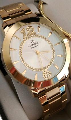 Imagem de Kit relogio feminino champion ch24259d com semi joia