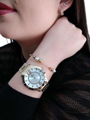 Imagem de Kit relogio feminino champion ch24259d com semi joia