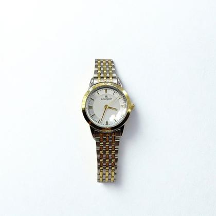 Imagem de Kit Relógio feminino dourado com prata 26 mm analógico Champion