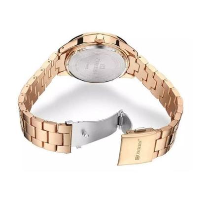 Imagem de Kit Relógio Feminino Dourado Rose Analógico Curren + Espelho