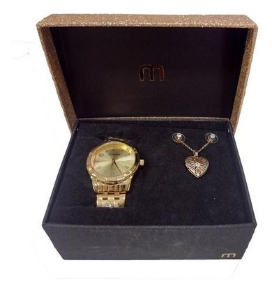 Imagem de Kit Relógio Feminino Mondaine Dourado 94865lpmkde1k Garanti