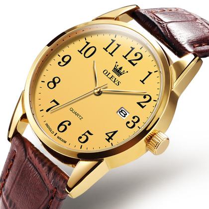 Imagem de Kit Relógio Gold Casual Masculino + Pulseira Pedras Hematita