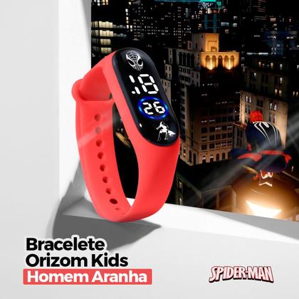 Imagem de Kit Relógio Homem Aranha Infantil Vermelho Digital Desenho Herói + Óculos Sol Preto Presente