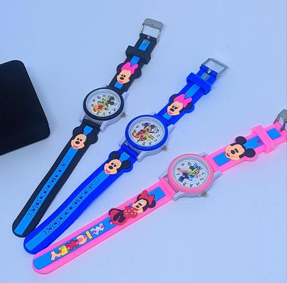 Imagem de Kit Relógio Infantil Analógio Menina Princesa Disney Desenho 3D Silicone Quartz + Conjunto Colar e Brincos Anel Miçangas